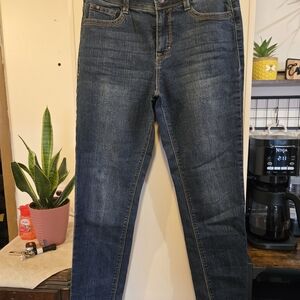 High-Rise Skinny Jeans in Dark Blue